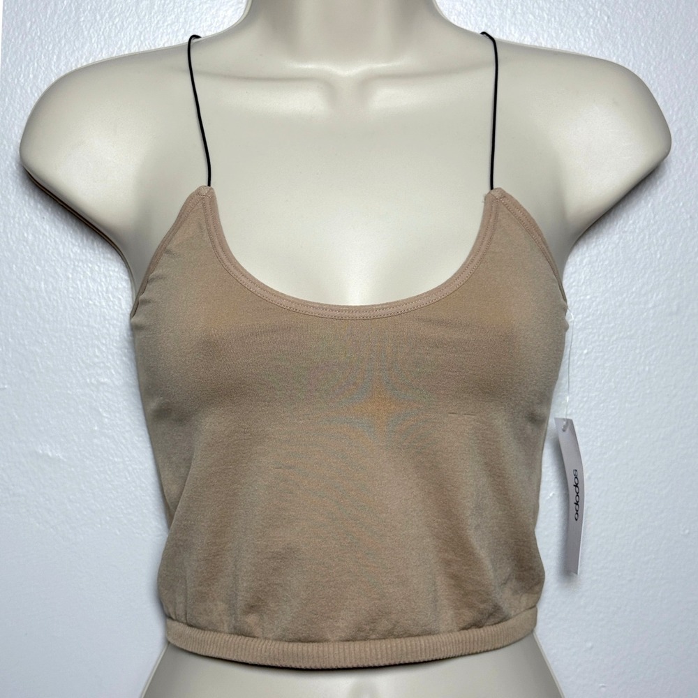 Ododos Womens Strappy Tank Top XS/S Brown Black Minimalist Camisole Ribbed